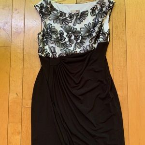 Black floral midi dress